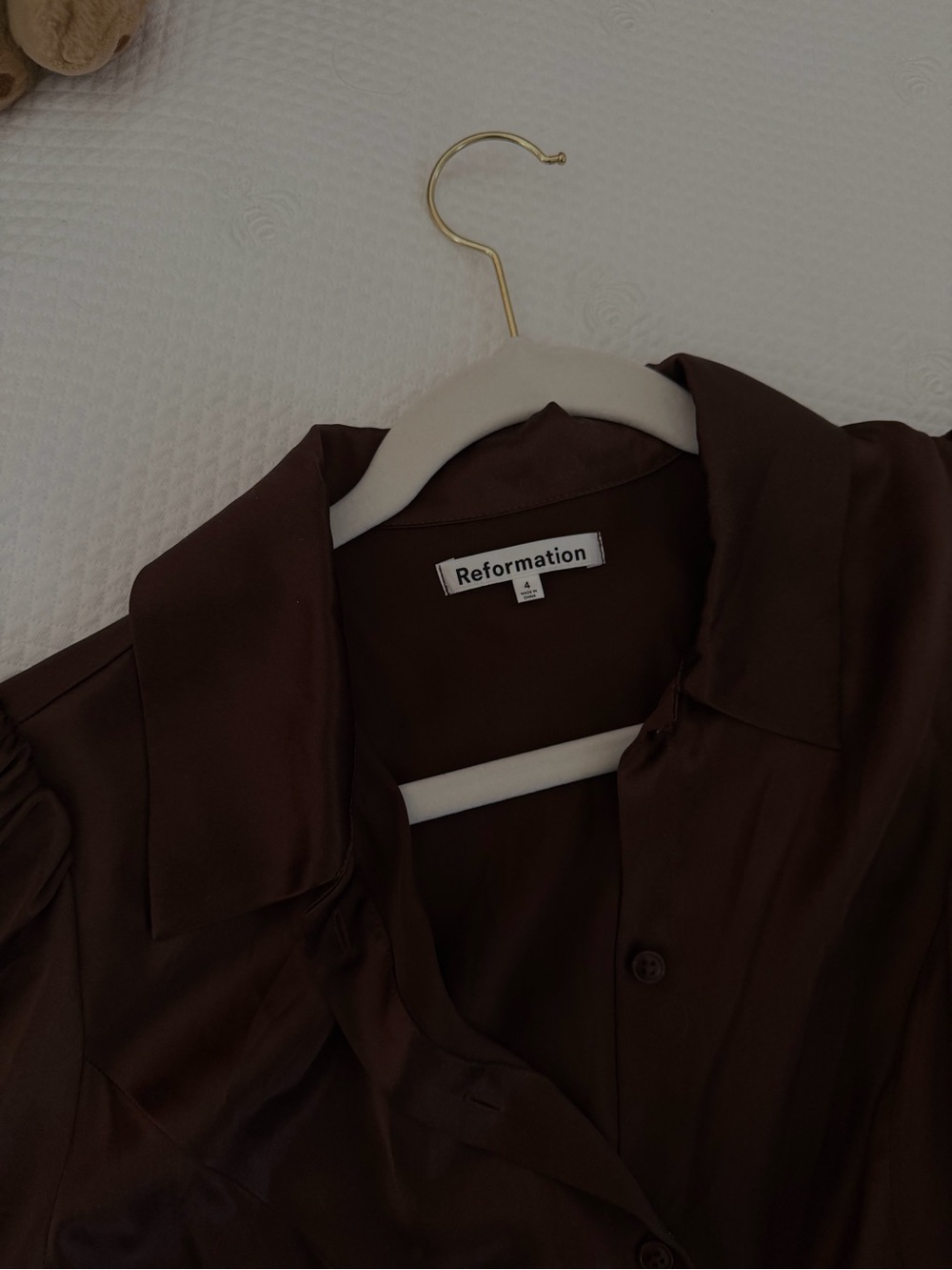 NWT Reformation Deep Chocolate Satin dress